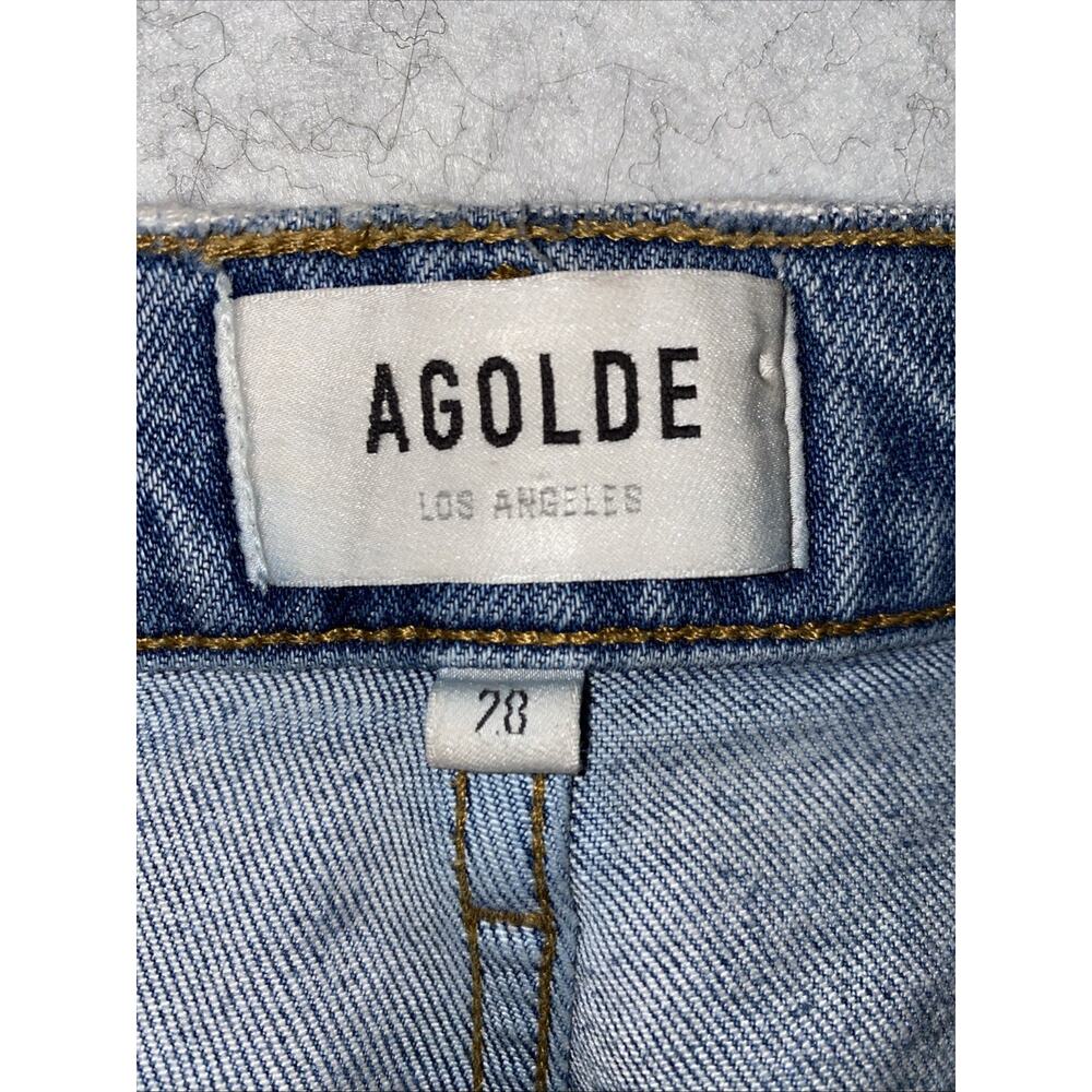 Agolde Riley Jeans Women's 27 Straight Leg High Rise Waist Button Fly Distressed - Picture 9 of 13